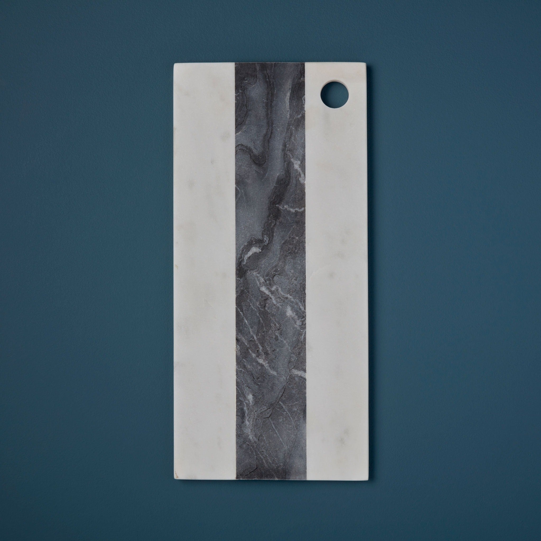 Planche rectangulaire en marbre gris et blanc