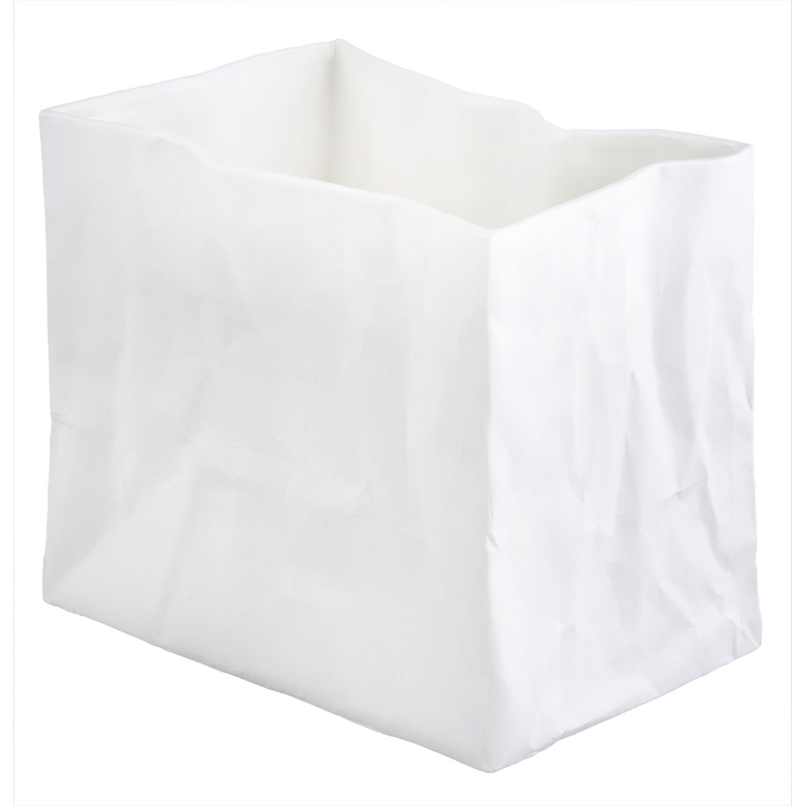 Vase effet sac en papier froissé en porcelaine moyen modèle