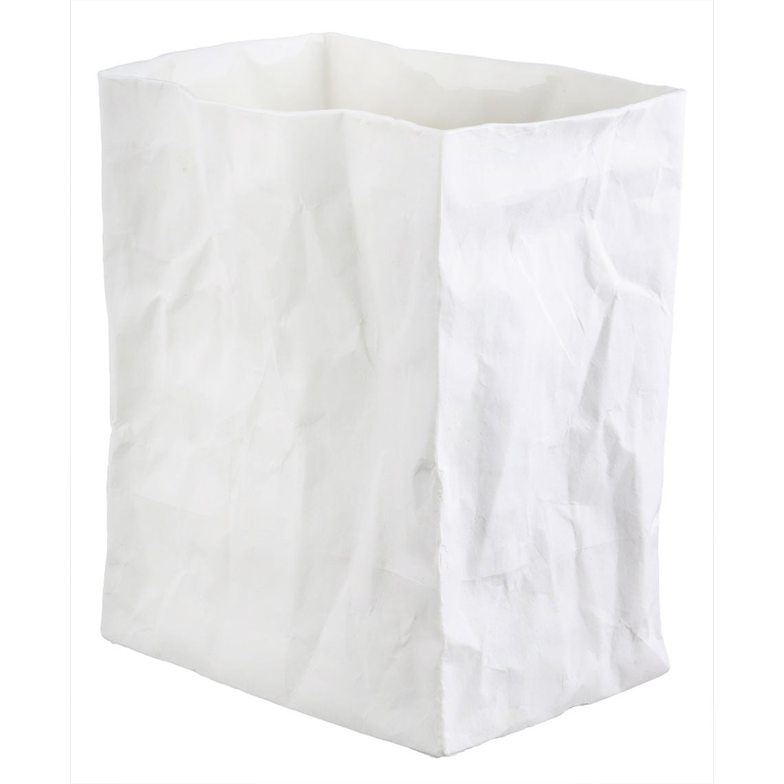 Vase effet sac en papier froissé en porcelaine grand modèle